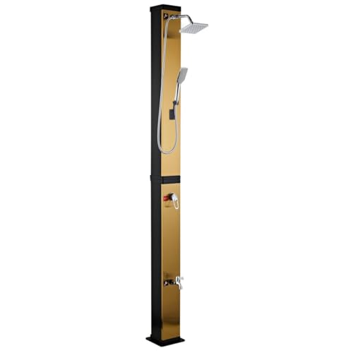 EGO INTERIORS Solar-Dusche für Garten, 40 Liter, Fußdusche, Handbrause, Regenduschkopf 15 cm, Gold und Schwarz, Malaga EGO INTERIORS Solar-Dusche für Garten, 40 Liter, Fußdusche, Handbrause, Regenduschkopf 15 cm, Gold und Schwarz, Malaga von EGO INTERIORS