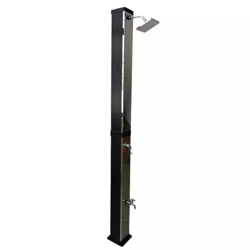 EGO INTERIORS Solar-Dusche für Garten und Pool, 35 Liter Kapazität, Regenduschkopf 15 cm, Schwarz-Spiegel-Optik, Luce von EGO INTERIORS