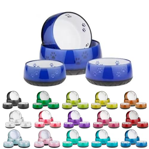 EHASO Hundenapf mit Pfötchen - Futter- und Trinknapf für kleine und große Hunde, unifarben (Blau, 1000ml) von EHASO