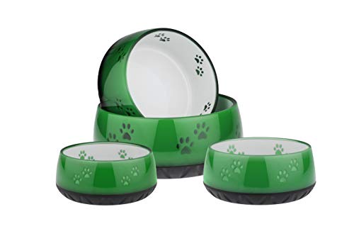 EHASO Hundenapf mit Pfötchen - Futter- und Trinknapf für kleine und große Hunde (1000ml, Grün) von EHASO