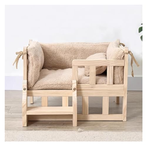EHEIN Erhöhtes Haustierbett mit stabilen Holzbeinen, Haustierstuhl, Plüsch-Haustierbett for kleine Hunde und Kätzchen, entlastet und verbessert den Schlaf (Color : Style3, Size : L) von EHEIN