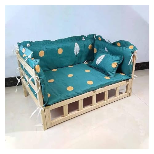 EHEIN Haustierbett for Katzen und Hunde, erhöhtes Katzenbett aus Holz for den Innenbereich, waschbares Haustierbett aus Laken for Kätzchen, Welpen und Kaninchen (Color : Style6, Size : L) von EHEIN