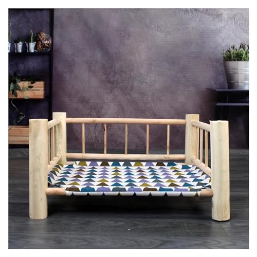EHEIN Hunde-/Katzenbett aus Holz for draußen und drinnen, Haustierbett mit Zaun, manuelle Montage, hohe Belüftung (Color : Style3, Size : L) von EHEIN