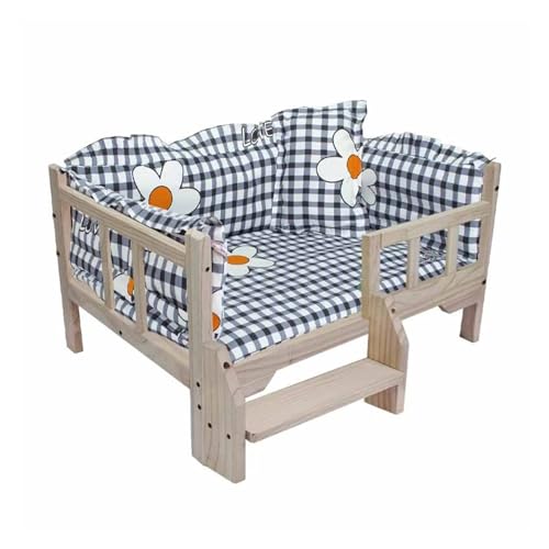 EHEIN Hundebett aus Holz mit weicher, atmungsaktiver Stoffmatratze, kleines bis mittelgroßes erhöhtes Haustierbett (Color : Style3, Size : L) von EHEIN