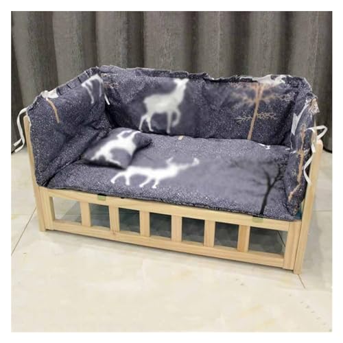 EHEIN Katzenbett mit Kissen, erhöhtes Haustierbett, geeignet for kleine und mittelgroße Haustiere, hochwertiges Holz, Starke Tragfähigkeit (Color : Style1, Size : L) von EHEIN