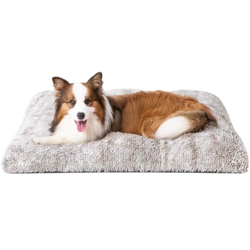 EHEYCIGA Flauschig Hundebett Grosse Hunde XL, Hundekissen Waschbar, Kuschelig rutschfest Hundematte mit Langem Plüsch, Braun, 105x70cm EHEYCIGA Flauschig Hundebett Grosse Hunde XL, Hundekissen Waschbar, Kuschelig rutschfest Hundematte mit Langem Plüsch, Braun, 105x70cm von EHEYCIGA