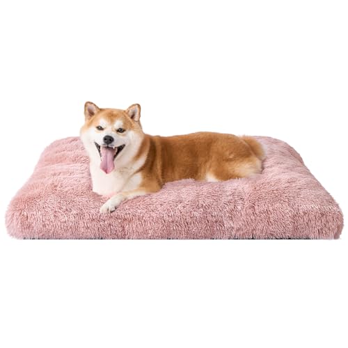 EHEYCIGA Flauschig Hundebett Mittelgroße Hunde, Hundekissen Grosse Hunde Waschbar, Kuschelig rutschfest Hundematte mit Langem Plüsch, Rosa, 90x60cm EHEYCIGA Flauschig Hundebett Mittelgroße Hunde, Hundekissen Grosse Hunde Waschbar, Kuschelig rutschfest Hundematte mit Langem Plüsch, Rosa, 90x60cm von EHEYCIGA