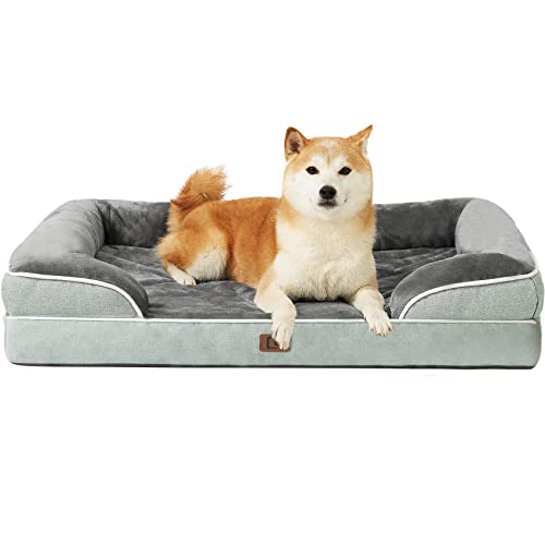 EHEYCIGA Orthopädisches Hundebett Grosse Hunde, Memory Foam Hundekorb Mittelgroße Hunde, Waschbar Hundesofa Wasserdicht rutschfest, Hundecouch mit Hohem Rand von EHEYCIGA