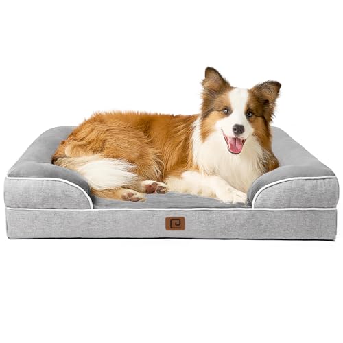 EHEYCIGA Orthopädisches Hundebett Grosse Hunde, Memory Foam Hundekorb Mittelgroße Hunde, Waschbar Hundesofa Wasserdicht rutschfest, Hundecouch mit Hohem Rand von EHEYCIGA