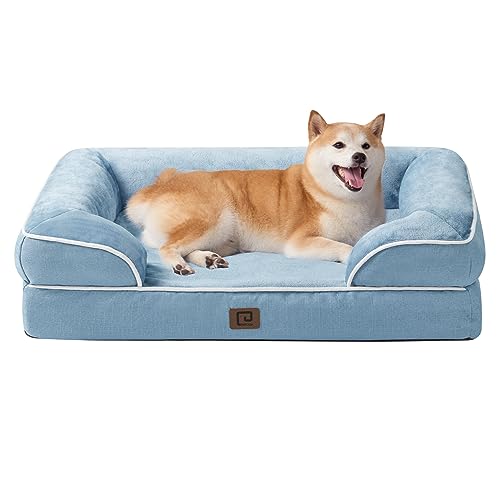 EHEYCIGA Orthopädisches Hundebett Grosse Hunde, Memory Foam Hundekorb Mittelgroße Hunde, Waschbar Hundesofa Wasserdicht rutschfest, Hundecouch mit Hohem Rand von EHEYCIGA