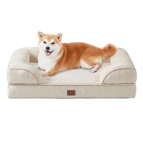 EHEYCIGA Orthopädisches Hundebett Grosse Hunde, Memory Foam Hundekorb Mittelgroße Hunde, Waschbar Hundesofa Wasserdicht rutschfest, Hundecouch mit Hohem Rand von EHEYCIGA