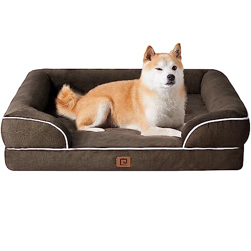 EHEYCIGA Orthopädisches Hundebett Grosse Hunde, Memory Foam Hundekorb Mittelgroße Hunde, Waschbar Hundesofa Wasserdicht rutschfest, Hundecouch mit Hohem Rand von EHEYCIGA