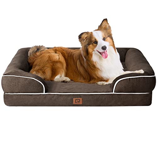 EHEYCIGA Orthopädisches Hundebett Grosse Hunde, Memory Foam Hundekorb Mittelgroße Hunde, Waschbar Hundesofa Wasserdicht rutschfest, Hundecouch mit Hohem Rand von EHEYCIGA