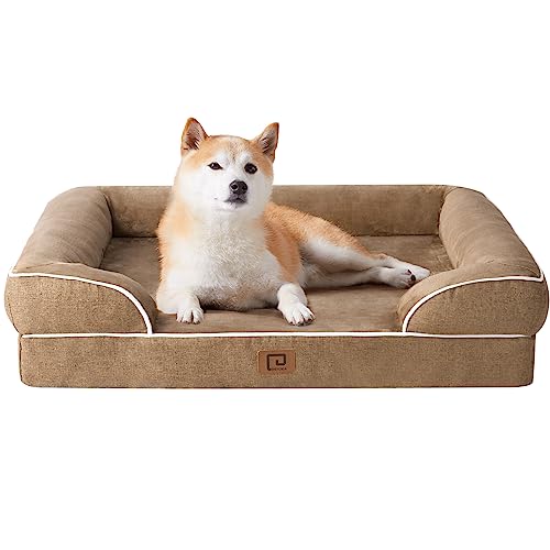 EHEYCIGA Orthopädisches Hundebett Grosse Hunde, Memory Foam Hundekorb Mittelgroße Hunde, Waschbar Hundesofa Wasserdicht rutschfest, Hundecouch mit Hohem Rand von EHEYCIGA