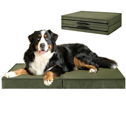 EHEYCIGA Wasserdichte Hundebetten Outdoor XL - Hundebett mit wasserdichtem Oxford-Gewebe und wasserdichtem Reißverschluss, waschbares, hochdichtes Schaumstoff-Haustierbett mit abnehmbarem Bezug von EHEYCIGA