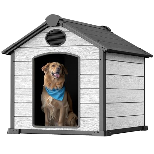 EHHLY Große Hundehütte für den Außenbereich, wetterfest, isoliertes Iglu-Hundehaus mit erhöhtem Boden, 3XL große Hundehütte für 2 große Hunde draußen, extra robuster Kunstharz-Kunststoff, 46 x 40 x 40 EHHLY Große Hundehütte für den Außenbereich, wetterfest, isoliertes Iglu-Hundehaus mit erhöhtem Boden, 3XL große Hundehütte für 2 große Hunde draußen, extra robuster Kunstharz-Kunststoff, 46 x 40 x 40 von EHHLY