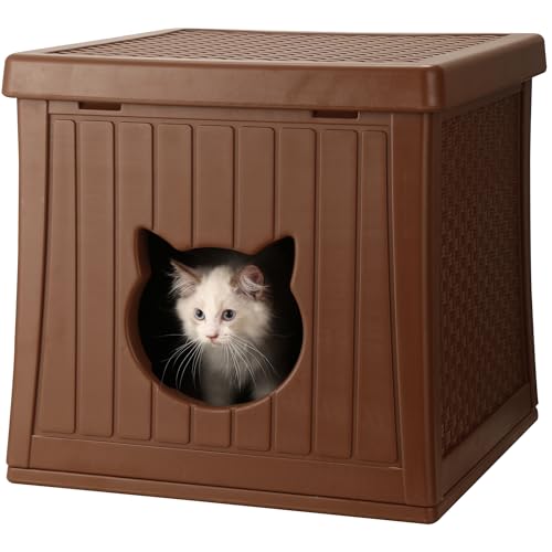 EHHLY Versteckte Katzentoilette Gehege Möbel, isoliertes Katzenhaus im Freien mit Klappdeckel für einfache Reinigung, Winter Feral Cat Shelter Wetterfest, Katzenversteck Höhle Beistelltisch & EHHLY Versteckte Katzentoilette Gehege Möbel, isoliertes Katzenhaus im Freien mit Klappdeckel für einfache Reinigung, Winter Feral Cat Shelter Wetterfest, Katzenversteck Höhle Beistelltisch & von EHHLY