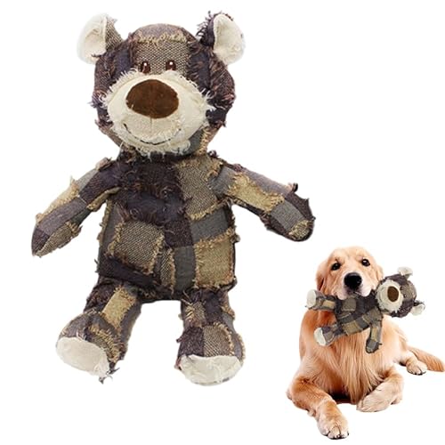 EHOTER 2023 Unzerstörbares Robustes Bär-Hundespielzeug, langlebiges Quietsch-Hundespielzeug für schwere Kauer, Hundebegleiter für schwere Kauer, unzerbrechliches Plüsch-Hundespielzeug für aggressive von EHOTER