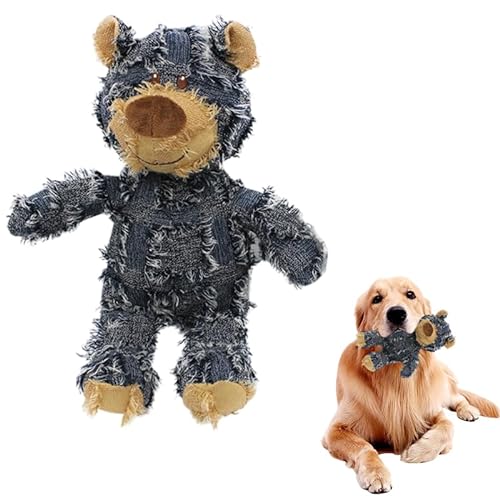 EHOTER 2023 Unzerstörbares robustes Bär-Hundespielzeug, langlebiges Quietsch-Hundespielzeug für schwere Kauer, Hundebegleiter für schwere Kauer, unzerbrechliches Plüsch-Hundespielzeug für aggressive von EHOTER