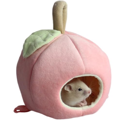 EHOTER Apfelkäfige, Hütten, Höhlen, Hamsterbett, Kleintiere, Fleecehaus, niedlich, pfirsichfarben, Winter, warm, Meerschweinchen-Versteck (Rosa) von EHOTER