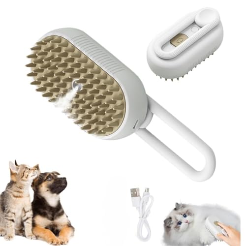 EHOTER Cat Steamy Brush 3-In-1-Dampfbürste für Katzen Spray-Dampf Katzenhaarbürste Selbstreinigend Hund Haustier Massage Zupfbürste für Langhaar Kurzhaar gegen Verfilzung Geschenk (B-1) von EHOTER