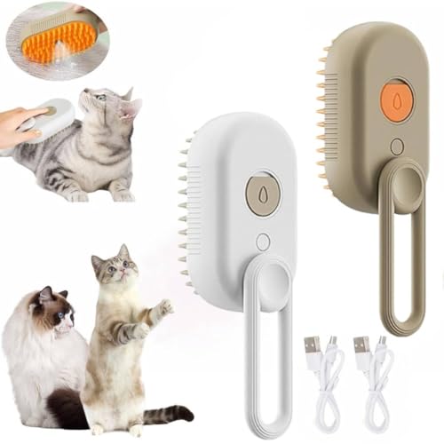 EHOTER Cat Steamy Brush 3-In-1-Dampfbürste für Katzen Spray-Dampf Katzenhaarbürste Selbstreinigend Hund Haustier Massage Zupfbürste für Langhaar Kurzhaar gegen Verfilzung Geschenk (B-3) von EHOTER