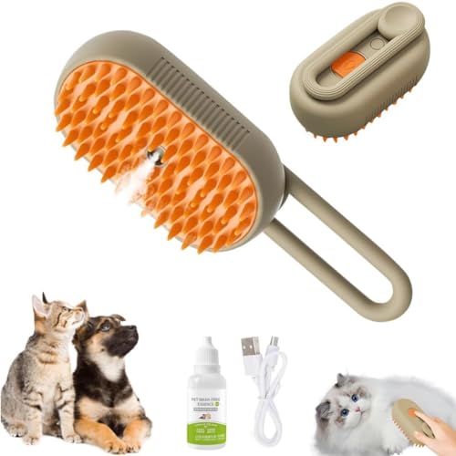EHOTER Cat Steamy Brush 3-In-1-Dampfbürste für Katzen Spray-Dampf Katzenhaarbürste Selbstreinigend Hund Haustier Massage Zupfbürste für Langhaar Kurzhaar gegen Verfilzung Geschenk (B-5) von EHOTER