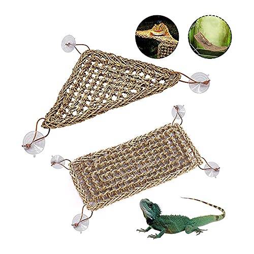 EHOTER Eidechse Hängematte Liege Reptile Hängematte Swing Flachdach Liege Spielzeug Aufhängen Bett Für Reptilien Hängematte Pet Stroh Matte Für Bartagamen Geckos (A+B) von EHOTER