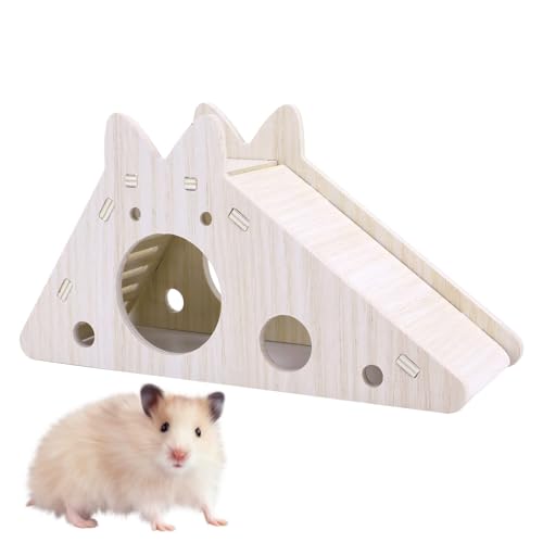 EHOTER Hamsterhaus mit Leiter und Rutsche hölzerne Hamster Spielen Spielzeug Haus Kleintier Aktivität Spielzeug DIY Hamsterkäfig Zubehör für kleine Haustiere Geschenk von EHOTER