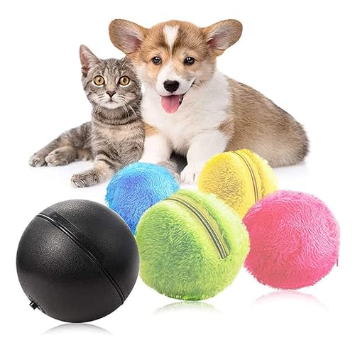 EHOTER Haustier Elektrischer Ball mit 4 Baumwolle Flanell Abdeckung Hund und Katze Spielzeug Bodenreinigung Spielzeug Katze Plüschball Elektrischer Ball Stress für Katzen Hunde und Welpen von EHOTER