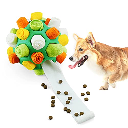 EHOTER Schnüffelball für Hunde, Katzen, Schnüffelball, Spielzeug, IQ-Training, fördert natürliche Futtersuche, Leckerli-Spender, langsamer Feeder, tragbar, bissfest, Welpenspielzeuge (Frühlingsgrün) von EHOTER