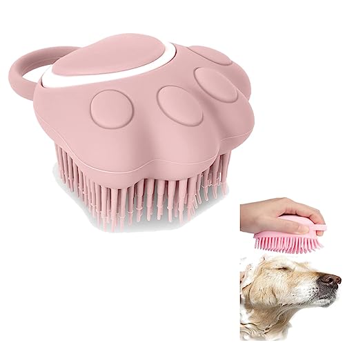 EHOTER Hund Katze Baby Bad Bürste Kamm, Silikon Puppy Grooming Brush Soft Pet Reinigung Massage Bürste Shampoo Dispenser für beruhigende Massage Waschen (Pink) von EHOTER