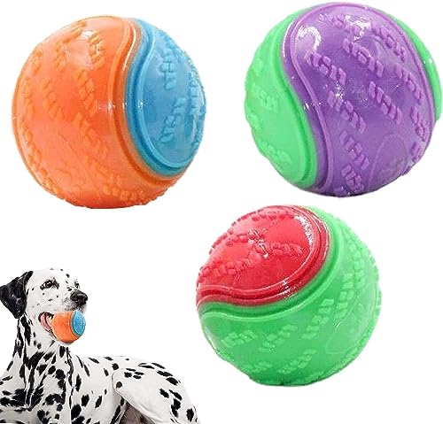 EHOTER Hundespielzeugbälle 3 Stück Quietschender Hundeballs Tennisbälle Hundespielzeug Zähneputzen Welpe Kauspielzeug Haustier Training Ball Hund Interaktive Ball (3) von EHOTER