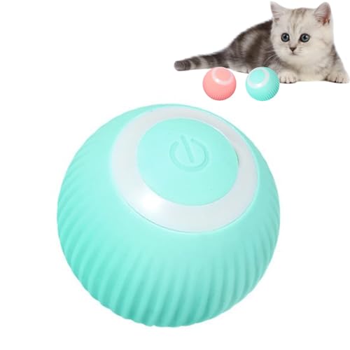 EHOTER Interaktiv Katzenspielzeug Bälle USB Rechargeable Elektrisch Katzenball Automatisch Selbstdrehend Unterhaltungskugeln mit LED-Licht USB Wiederaufladbar Hund Haustier Spielzeug (Grün) von EHOTER