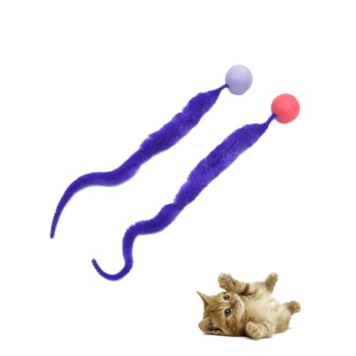 EHOTER Interaktives Spielzeug für Katzen Bunt Lustiges Training Langer Schwanz Ball Katzenspielzeug Indoor-Kratzer Unterhaltsames Haustier Spielzeug Hüpfball Wurmkatzenspielzeug (A) von EHOTER