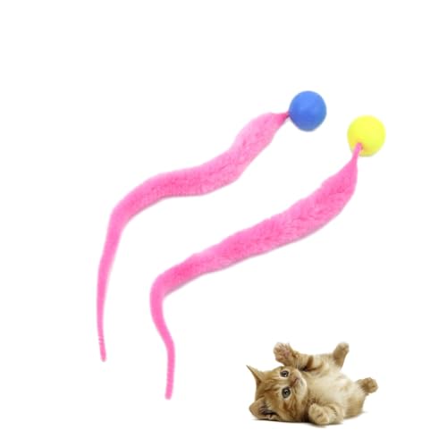EHOTER Interaktives Spielzeug für Katzen Bunt Lustiges Training Langer Schwanz Ball Katzenspielzeug Indoor-Kratzer Unterhaltsames Haustier Spielzeug Hüpfball Wurmkatzenspielzeug (C) von EHOTER
