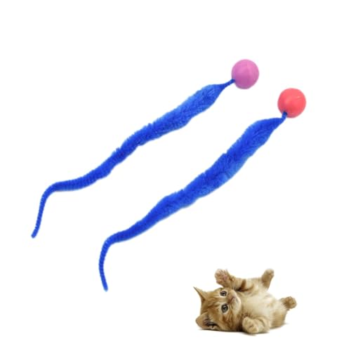 EHOTER Interaktives Spielzeug für Katzen Bunt Lustiges Training Langer Schwanz Ball Katzenspielzeug Indoor-Kratzer Unterhaltsames Haustier Spielzeug Hüpfball Wurmkatzenspielzeug (D) von EHOTER