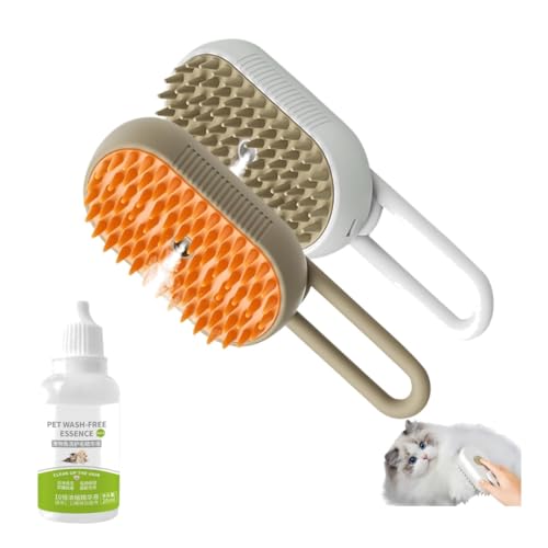 EHOTER Katzenbürste mit Spray Haustier Hundebürste Reinigungsbürste Für Tierhaare, 3 in 1 Multifunctional Tierhaarentferner Für Massage Pflege Und Haarentfernung (2PCS) von EHOTER
