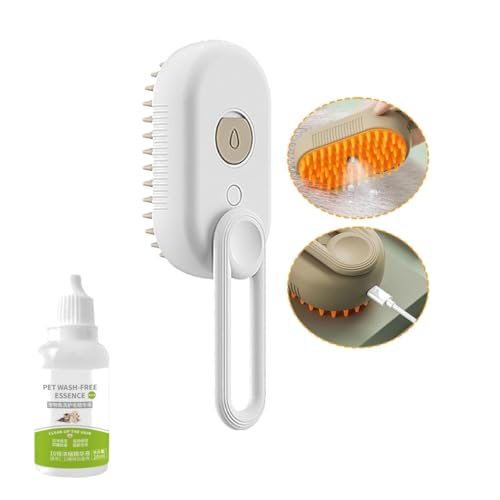 EHOTER Katzenbürste mit Spray Haustier Hundebürste Reinigungsbürste Für Tierhaare, 3 in 1 Multifunctional Tierhaarentferner Für Massage Pflege Und Haarentfernung (A) von EHOTER