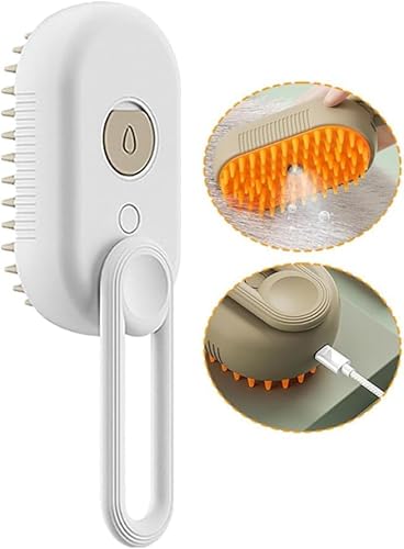 EHOTER Katzenbürste mit Spray Haustier Hundebürste Reinigungsbürste Für Tierhaare, 3 in 1 Multifunctional Tierhaarentferner Für Massage Pflege Und Haarentfernung (A-1) von EHOTER