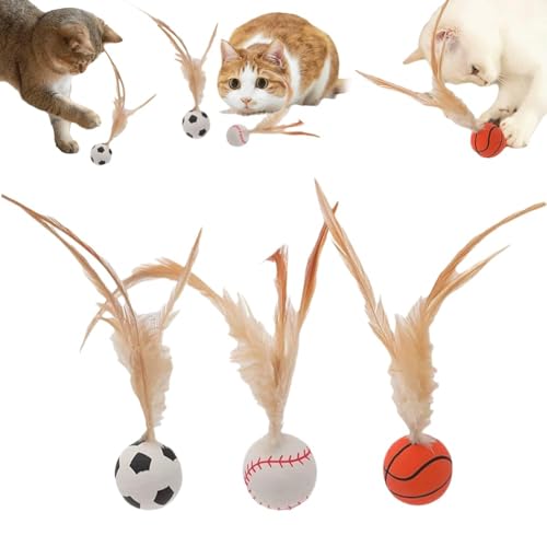 EHOTER Katzenfederball, Spielzeug, Haustier-Kataktion, Hüpfball, bissfest, Katzenspielzeug, Hüpfball, Spielzeug, Basketball, Fußball, Baseball, interaktiver Hüpfball für Indoor-Katzen, Geschenke (3 EHOTER Katzenfederball, Spielzeug, Haustier-Kataktion, Hüpfball, bissfest, Katzenspielzeug, Hüpfball, Spielzeug, Basketball, Fußball, Baseball, interaktiver Hüpfball für Indoor-Katzen, Geschenke (3 von EHOTER