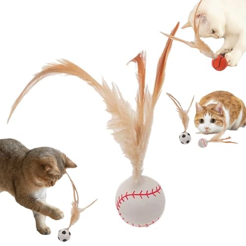 EHOTER Katzenfederball, Spielzeug für Haustiere, Katzenspielzeug, bissfest, Hüpfball, Katze, Hüpfball, Spielzeug, Basketball, Fußball, Baseball, interaktiver Hüpfball für Indoor-Katzen, Geschenke EHOTER Katzenfederball, Spielzeug für Haustiere, Katzenspielzeug, bissfest, Hüpfball, Katze, Hüpfball, Spielzeug, Basketball, Fußball, Baseball, interaktiver Hüpfball für Indoor-Katzen, Geschenke von EHOTER