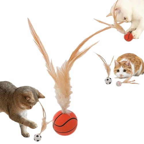 EHOTER Katzenfederball, Spielzeug für Haustiere, Katzenspielzeug, bissfest, Hüpfball, Katze, Hüpfball, Spielzeug, Basketball, Fußball, Baseball, interaktiver Hüpfball für Indoor-Katzen, Geschenke EHOTER Katzenfederball, Spielzeug für Haustiere, Katzenspielzeug, bissfest, Hüpfball, Katze, Hüpfball, Spielzeug, Basketball, Fußball, Baseball, interaktiver Hüpfball für Indoor-Katzen, Geschenke von EHOTER