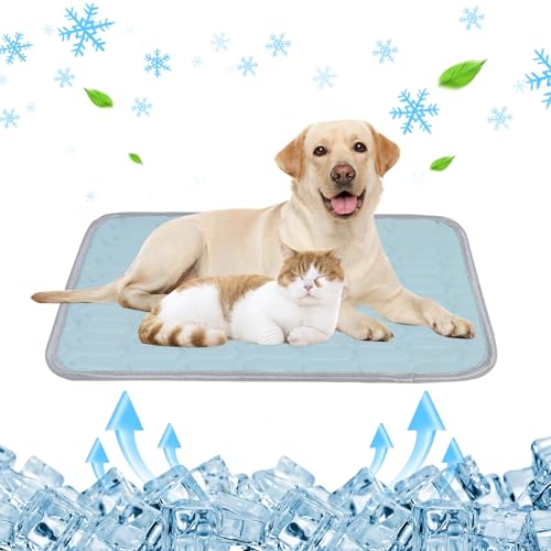 EHOTER Kühlmatte für Hunde und Katzen, langlebige Haustiermatten, ungiftiges Gel, kühlend für Hunde und Katzen im heißen Sommer (Blau, XL) von EHOTER