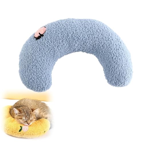 EHOTER Little Pillow for Cats Ultra Soft Fluffy Pet Calming Toy Half Donut Cuddler for Joint Relief Sleeping Improve Machine Washable (Blue Pfirsich) von EHOTER