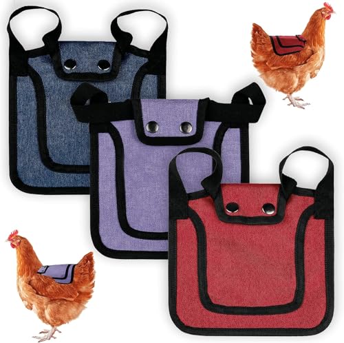 EHOTER Premium Hühnersättel mit verstellbarem Riemen, 3 Stück, Hühner-Sattel, Pullover, Kleidung, Vogelschutz für Rücken und Seiten, Geflügel, Zubehör für Hühner, geeignet für 2,3–3,4 kg von EHOTER