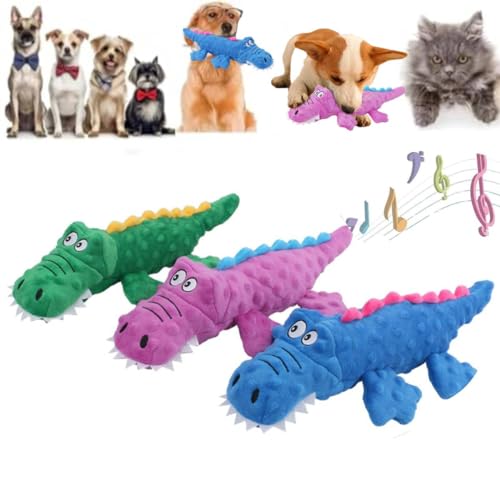 EHOTER Robustes Hundespielzeug mit Krokodilen für schwere Kauer, 2024, unzerstörbar, unzerbrechlich, Plüsch-Hundespielzeug für aggressive Kauer, interaktives Hundespielzeug gegen Langeweile (3 Stück) von EHOTER
