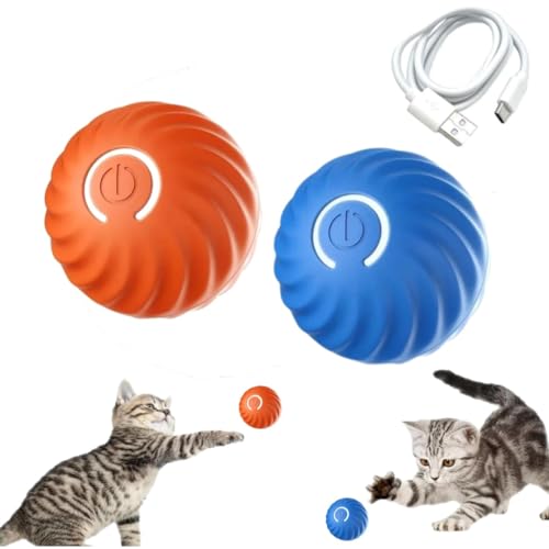 EHOTER Smart Interaktives Katzenspielzeug Selbstrollender Ball Interaktiver Hundeball 2024 Selbstdrehender Power Ball Katzenspielzeug mit 2 Modi Wiederaufladbarer interaktiver Katzenball für von EHOTER