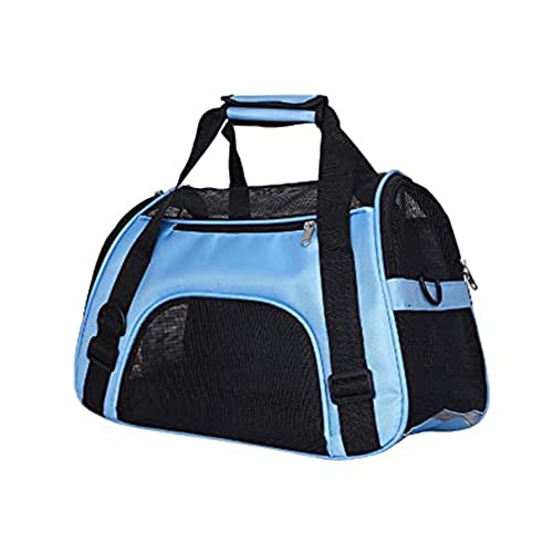 EHOTER Tragbare Haustiertasche Transportbox Katzentiertasche mit Schultergurten für Haustiere Katzen wasserdichte Atmungsaktive Katzentransporttasche für Hunde Katze (Blau,L) von EHOTER