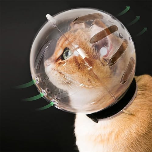 EHOTER Transparenter Maulkorb für Katzen, atmungsaktiv, verstellbar, Astronautenhelm, verhindert das Beißen von Katzen, Kauen, Fellpflege, Katzenballmaske für aggressive Katzen (XL) von EHOTER